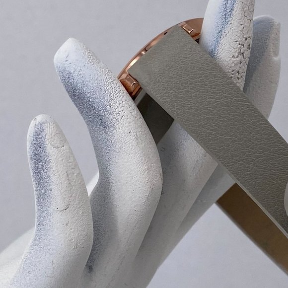 NY and C Lady Watch Rosegold Toned Bezel Gray Faux Leather Buckle Band - Picture 5 of 6